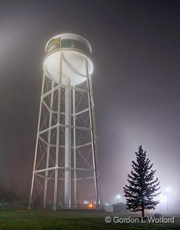 Foggy Night Water Tower_30996-31001.jpg - Photographed at Smiths Falls, Ontario, Canada.